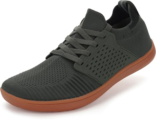 WHITIN Men's Extra Wide Width Trail Running Shoes Minimalist Barefoot Sneakers Size 9W Gym Fitness Low Zero Drop Minimus Flat Comfort Green Gum 42
