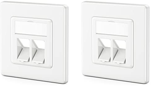 deleyCON 2x 2 Porta LAN Dati di Giunzione con Montaggio a Incasso per Moduli Keystone con Uscita a 45° e Moduli Keystone con Connettore F Coassiale RJ45 Jack RJ-11 Cinch Toslink PS2
