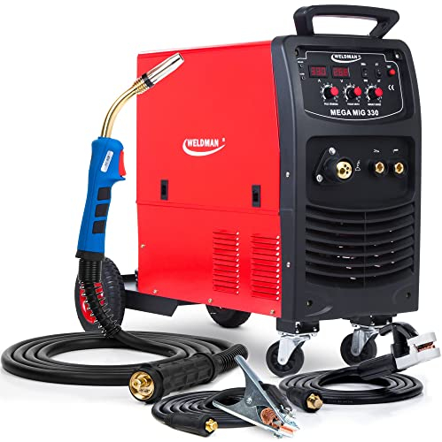 WELDMAN MEGA MIG 330-330 A Schutzgasschweißgerät 400V 16,5-27,5V - MIG, MMA, FLUX - INDUKTIVITÄT, LÖTSCHWEIßEN - 2T/4T, Fahrgestell, 4x4-Zuführung - IGBT, Set: Solo