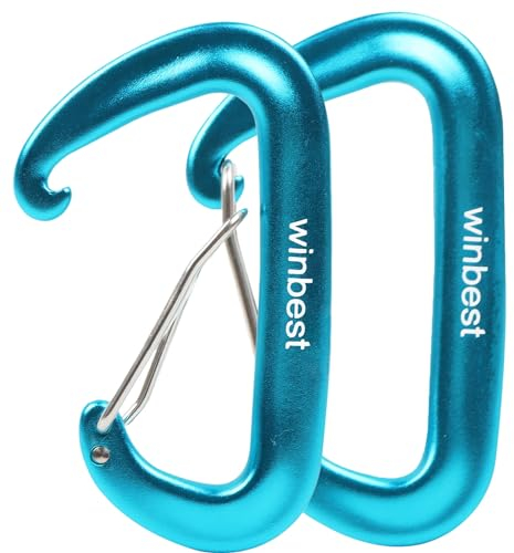 2 Stück Karabinerhaken, Karabiner Blau12KN(1200KG), Karabinerhaken Groß, Schwerlast Alu Carabiner für Hängematte Outdoor Camping
