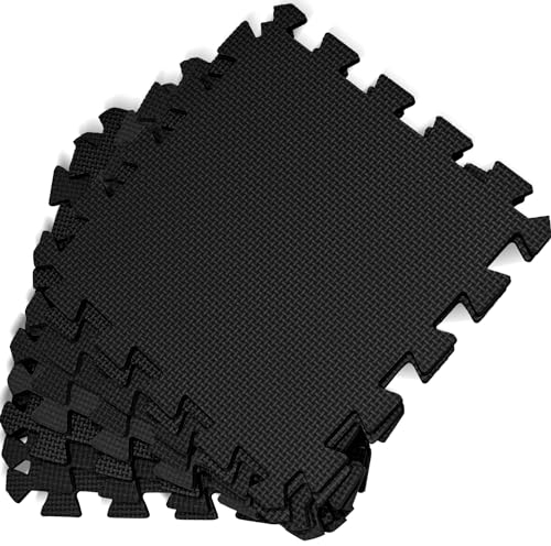 kidoola Foam Baby Play Mat (29x29cm) – Thick & Soft EVA Foam Interlocking Floor Tile Matting for Children – Safe & Comfortable 7mm Thick Play Flooring (9pc) - Black