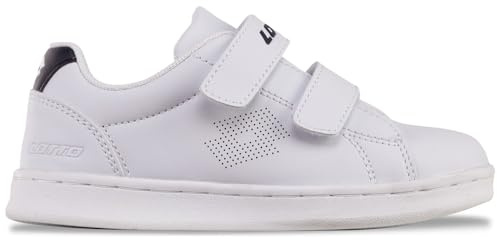 Lotto Sneaker Unisex per Bambini Burgas K, Bianco Nero, 27 EU