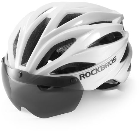 ROCKBROS Fahrradhelm Erwachsene mit Visier Magnetische Abnehmbarer, MTB Helm Atmungsaktiv Radhelm Rennradhelm Einstellbare für Damen und Herren, 58-62cm