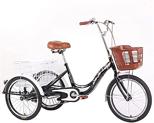 Vuxen trehjuling, 3-hjulig cykel för s 3-hjulig kryssningstricing, trehjuling för äldre vuxna kvinnor män, trehjuling 1-växlad 3-hjuls cykel med shoppingvagn