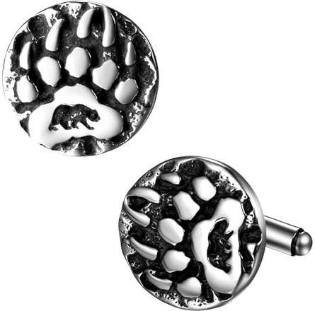 OIDEA Boutons de manchette viking pour homme : argent vintage nordique viking en forme de griffe d'ours en acier inoxydable pour homme, bijoux cadeaux pour père, mari, fils, M, Acier inoxydable, Pas