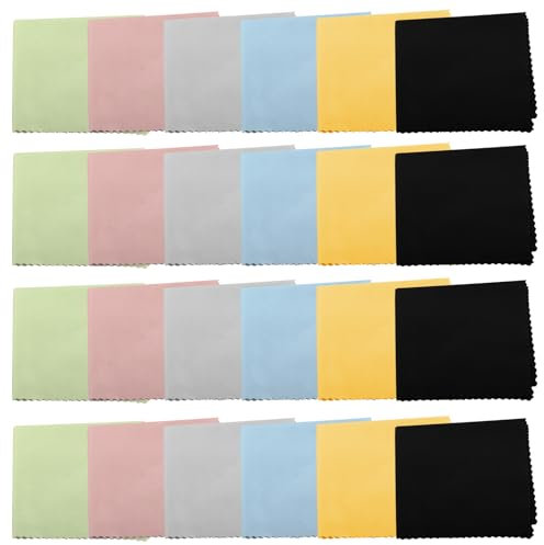 24 Stück Brillenputztücher, Brillenputztücher Mikrofaser, 6 Farben Brillenputztuch, Brillenputztuch Microfaser Optikerqualität für Brillen Handys Tabletten und Andere Empfindliche Oberflächen(18*15cm)