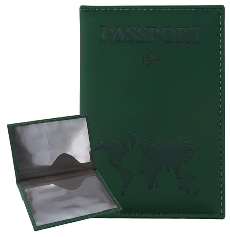 ILIYAH étui Passeport Porte-Passeport Porte-Monnaie de Voyage Housse Passeport française Fentes pour Cartes Documents de Voyage Organisateur(Vert foncé)
