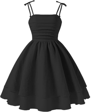 Adigau Robe d'été Filles Robes de Soirée sans Manches Robe de Princesse Épaule Nouée Robes Volants Cérémonie Noir 10 Ans
