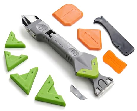 9 in 1caulk smoothingand Grouting Tool, silicone remover，Sealant Trimming and Removal Tool with Grout Squeegee for Bathrooms, Windows, Doors, Kitche