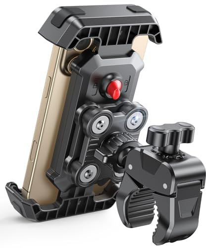 CIRYCASE Handyhalterung Motorrad [Upgrade Vibrationsgedämpft], Superstabile Handyhalterung Fahrrad, 360° Drehbar & Schnellverschluss Handyhalter Motorrad Kompatibel mit iPhone, 4.7-6.8'' Smartphone
