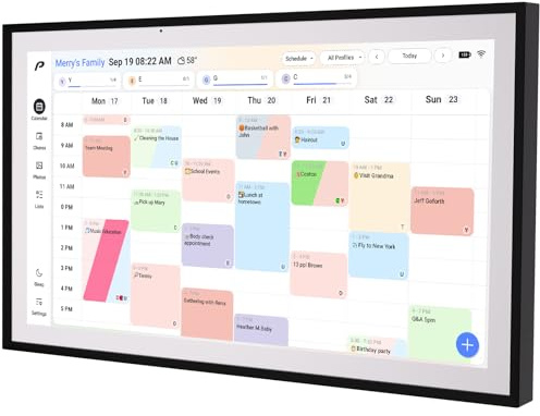 Digital Calendar, 15.6 inch Wall Planner & Chore Chart, Rechargeable Full HD Touchscreen Display, Portable Smart Family Organizer, Event Planner, Desk and Wall mountable, Perfect for Family Schedules - No Subscription (Free Magic Import)