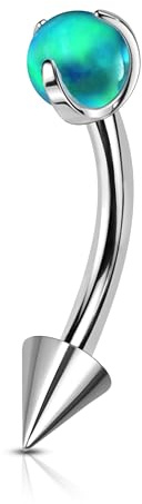 Agrewd Bijoux de piercing Rook en opale 16G Barre de sourcil Barres labret vertical pour lèvres Boucles d'oreilles cartilage Barbell courbé Fileté intérieurement Barre daith tragus hélix pour femmes 6