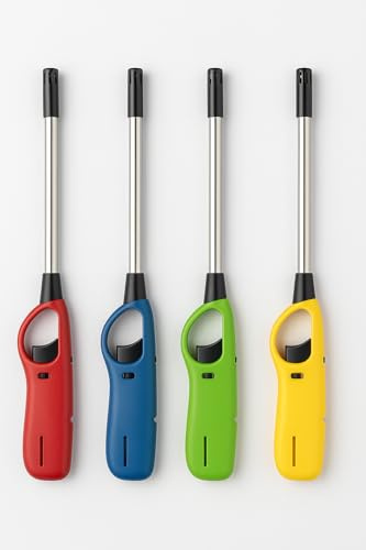 Set 4 Accendigas Lunghi LEMAG SRL – Accendini a Fiamma Lunga per Cucina, Fornelli, Barbecue e Candele – Ricaricabili, Sicuri e Pratici