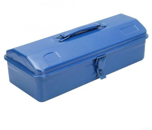 Cassetta portautensili portatile in metallo resistente con maniglia a rullo e chiusure di sicurezza per officina, garage e conservazione degli attrezzi domestici (42 x 16 x 12 cm)