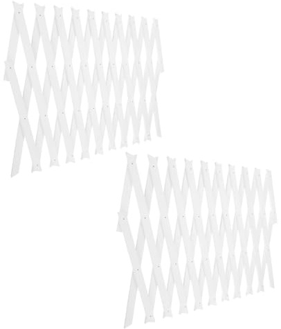 TOBBOMEY Paneles de Celosía Extensibles de Madera Blanca 44 Cm, Valla de Jardín 2 Piezas para Interior y Exterior, Enrejado Plegable para Plantas Trepadoras y Decoración de Pared