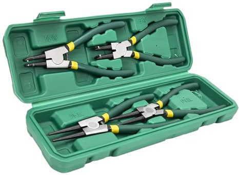 Kit De Alicates Para Anillos De Seguridad: Pinza Asistida Por Resorte De Acero Endurecido, Instalador De De Retención Interior Exterior, Herramienta Profesional De Clip A Presión | Taller Mecán
