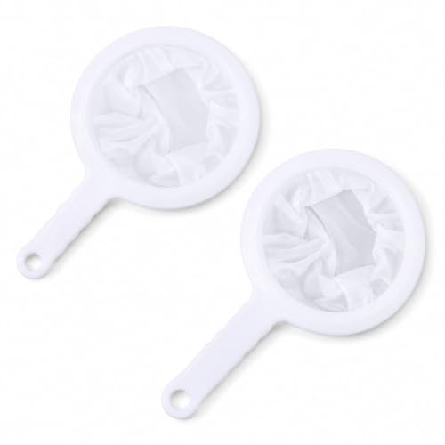 Talinco 2 Pack 120 & 200 Mesh Nylon Fine Mesh Strainers with Handle | Fine mesh nylon strainers with handle, perfect for yogurt, juice, coffee, milk, honey, matcha and kitchen use.