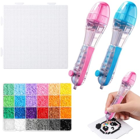 8400 PCS Fuse Beads Kit, Comprehensive Creative Art Supplies and 2 Fuse Bead Pens, Ideal for Adult DIY Crafts and Family Activities, Complete Set with Multiple Fuse Beads Boards