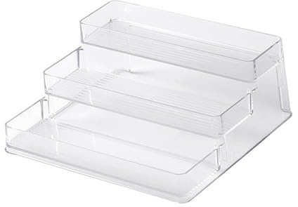 Yosoo Health Gear Organizer per Smalti per Unghie, Espositore per Smalti in PET, Supporto Trasparente a 3 Livelli, Design a Gradini per Bottiglie, Strumenti, Gioielli, Portaoggetti da Scrivania
