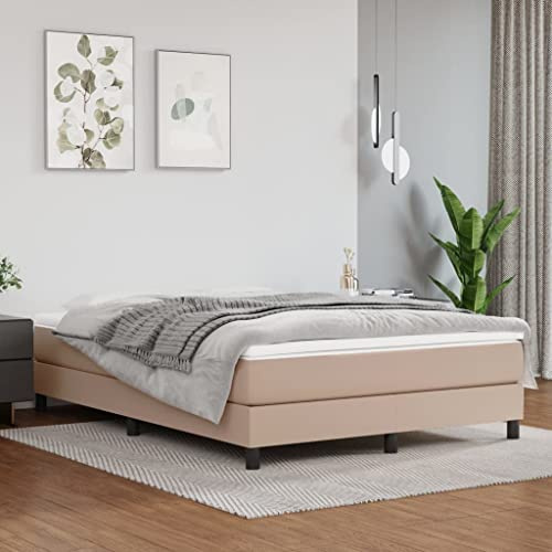 YunCangg Resårmadrass med fickfjäderkärna med konstläderöverdrag cappuccino 140 x 200 cm, elastisk och andas, skumkärna med visko topp, komfort för rygg och sovrum