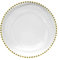 Trimming Shop Elegant Glass Charger Plates with Gold Bead Design, Perfect for Weddings, Parties, and Dining Event Décor - Decorative Glass Chargers with Golden Beaded Rim, Pack of 1