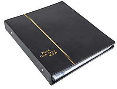 Meightai Leather 240-Pocket Paper Money Currency Album, 3-Ring Binder Currency Holders for Collectors, Collection Folder for Paper Souvenirs, Holder Book for Travel Bill/Banknote/Stamp and Cash, Black