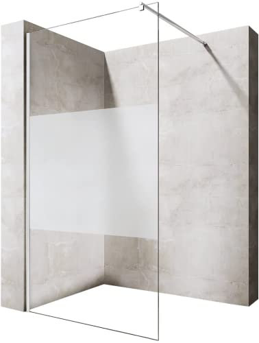 Durovin Bathrooms 1300mm Walkin Shower Screen 2000 mm high - 8mm Safety Frosted Strip Glass -Wet Room Shower Enclosure
