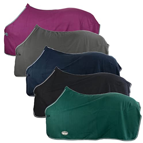 Marengos - Abschwitzdecke Economic | Pferdedecke mit Schweifkordel, Widerristpolster & Metallverschluss | atmungsaktive Fleecedecke | Pferde-Outdoordecke | Pferde Zubehör in Navy | 165cm