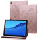 Rostsant Funda Huawei Mediapad M5 Lite 10.1 Carcasa de Cuero PU Relieve de Mariposa con Soporte para Bolígrafo Funda Tableta para Huawei Mediapad M5 Lite 10.1 Pulgada BAH2-W19 BAH2-L09 - Oro Rosado