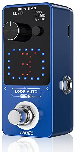 LEKATO Looper Pedal, Looper Pedal with SYNC & Tuner Function,Guitar Loop Pedal with Screen Looper Guitar Effect Pedal for Electric Guitar Bass Unlimited Overdubs 3 Loops 18 Minutes Record Time(Blue)