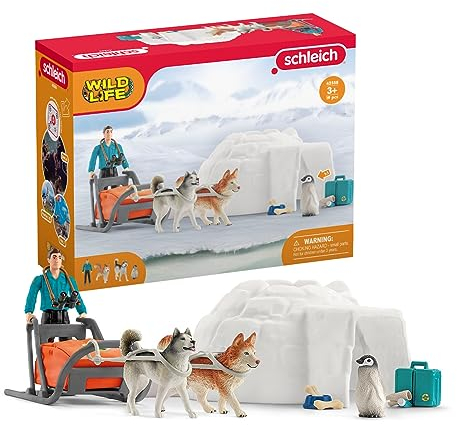 SCHLEICH WILD Life | Antarktis Expedition 42558 | Spielset mit Ranger Tom, Hunden, Pinguin, Hundeschlitten und Zubehör | tolles Zoo Spielzeug | Spielfiguren für Kinder ab 3 Jahren | Set aus 19 Teilen
