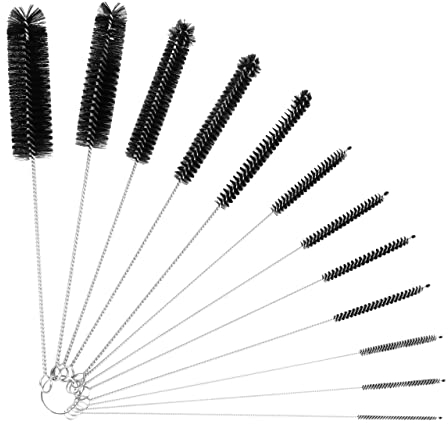 Mitavo 12er Set Flaschenbürsten, Reinigungsbürsten Flasche, Strohhalmbürsten, Milchschlauch Bürsten, schwarz