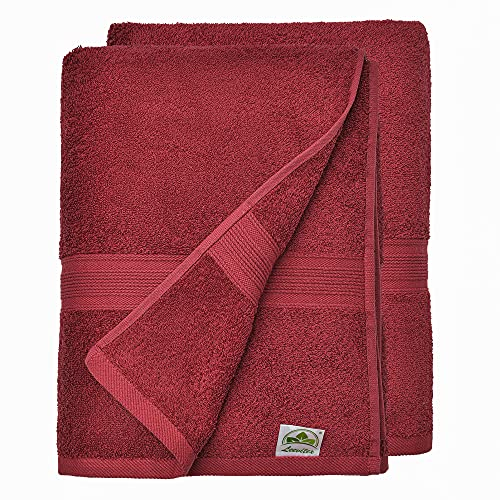leevitex® Handtuch-Set, flauschig und saugstark, 2 Duschtücher, 70 x 140 cm, Qualität 500 g/m², 100% Baumwolle - Bordeaux