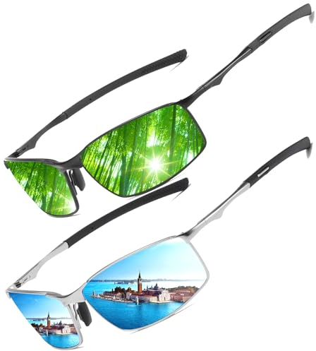 LEDING&BEST Polarisierte Pilotenbrille Sonnenbrille Herren Damen Freien Leichtgewicht Metallrahmen Angeln Golf Fahren Stilvoll Retro Flieger brille Cat 3 CE