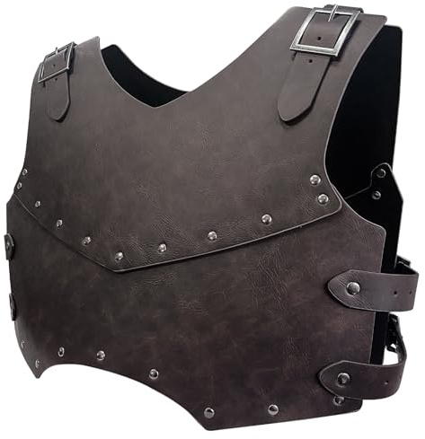 HiiFeuer Medieval Faux Leather Chest Armor Knight (Brown A)