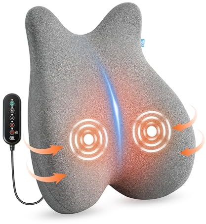 CILI Heated Lumbar Support Pillow for Office Chair, Ergonomic Back Support Cushion with Vibration, Memory Foam Chair Back Massager, Mother‘s Day Gifts for Mom