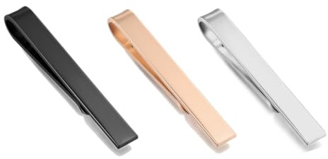 Duoleimi Lot de 3 pinces à cravate pour homme - En cuivre - Doré, argenté et noir - Idéal comme cadeau de témoin d'honneur et bijou pour homme - Épingle de col et baleines de col incluses., m, Fer