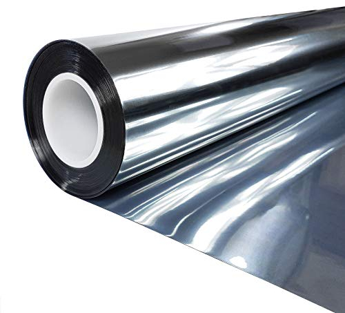 DecoMeister Spiegelfolie Fenster 152x150 cm | Sichtschutz Fensterfolie statisch haftend – Moderne Optik & einfache Montage | Sonnenschutzfolie für Zuhause & Büro | Hitzeschutzfolie | Spiegel Silber