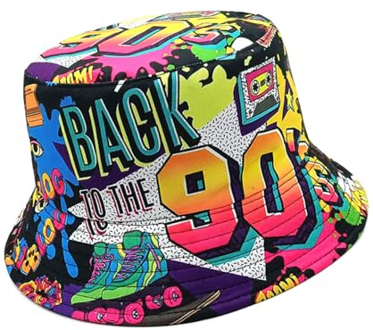 Eigso Womens 90s Bucket Hat Foldable Unisex Vintage Retro Oldschool Hip Hop Fisherman Hat für Frau Mann