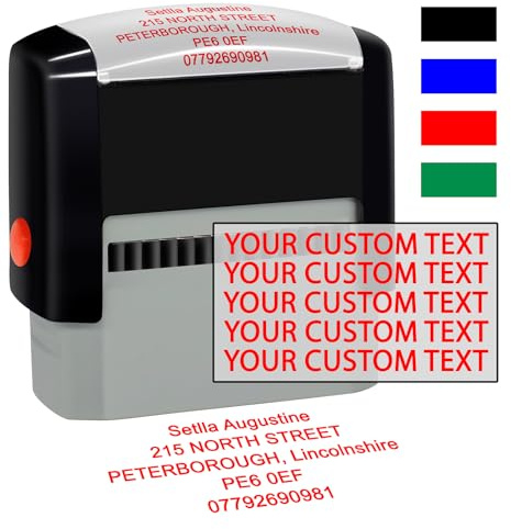 Personalised Stamp Custom Made Self-Inking Business Company Address Rubber Stamps Customised Return Address Stamp with Name Date Signature