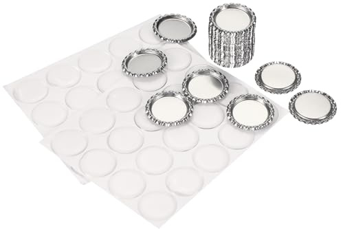 PATIKIL 40 set flasklock för hantverk, 2,5 cm dubbelsidigt tryckt hantverk flasklock med klar harts epoxy-klistermärken för gör-det-själv hantverk märkestillverkning, silverton