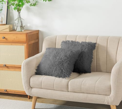 ZTYROLJ Set di 2 federe per cuscino in pelliccia, 65 x 65 cm, super morbide con chiusura lampo nascosta, decorazione per divano, soggiorno, camera da letto