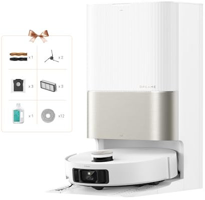 dreame X50 Ultra Complete Robot Vacuum with Mop, 20000Pa, Conquers Obstacles Up to 6CM, Liftable Brush&Mops, 80°C Hot Water Washing, Anti-Tangling, Removable Mop, Dual Flex-Arm, Dirt Detection