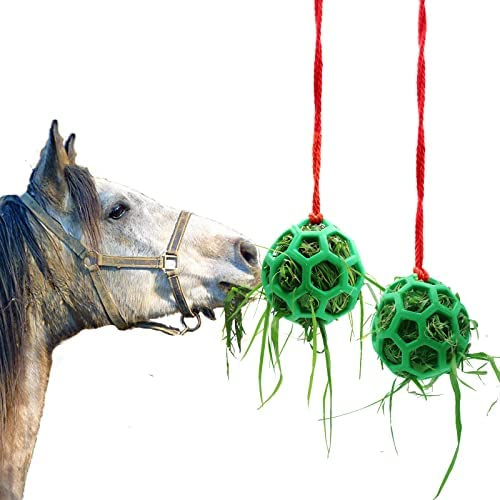 Pelota de golosinas para caballos, 2 unidades, juguete de alimentación para caballos, cabras y ovejas, accesorio para aliviar el estrés para establos y potreros