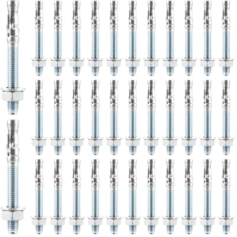 LOLYSIC 35 tacos M10 x 90 mm para cargas pesadas, anclajes de hormigón galvanizados M10 para cargas pesadas de acero inoxidable M10, anclaje de cuña para mensajeros, paneles en seco