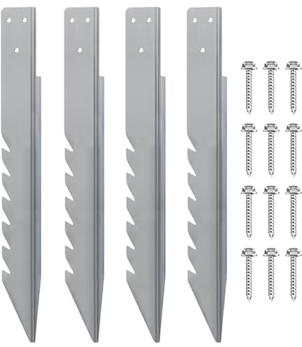 Estacas de valla, 4 piezas estacas de metal resistentes para fijación al suelo de columpio, resistente al óxido para jardín piscina granja construcción patio