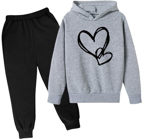 Generisch Set di 2 tute da ginnastica per ragazze adolescenti, tute sportive, set di 2 pezzi, set oversize con felpa e pantaloni da jogging, abbigliamento alla moda a tema arcobaleno per ragazze