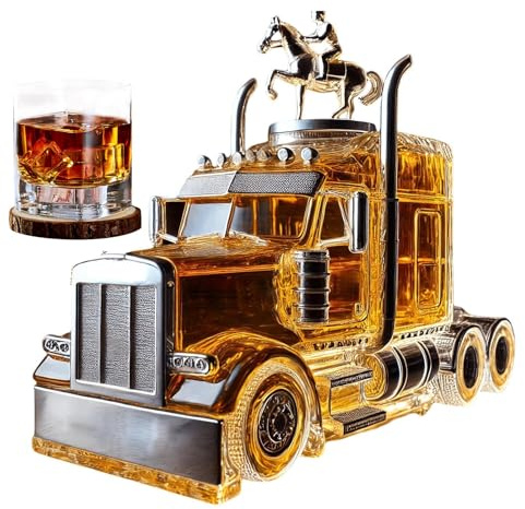 Botella De Whisky Con Forma De Camión, Botellas Decantadoras De Whisky Con Forma De Coche, Botella De Licor De Cristal Con Tapón, Regalo Genial Para Camioneros, Decoración Divertida Para El Bar B