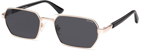 SOJOS Retro Rectangle Polarized 90s Sunglasses Women Men SJ1270 Gold/Grey