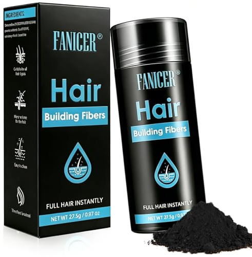 27.5G Fibres Capillaires Densifiantes En Poudre, Poudre De Fibres Pour Cheveux Clairsemés, Poudre Densifiante Pour Racines Et Raie, Aspect Cheveux Plus Fournis, Usage Quotidien Homme Et Femme (Noir)